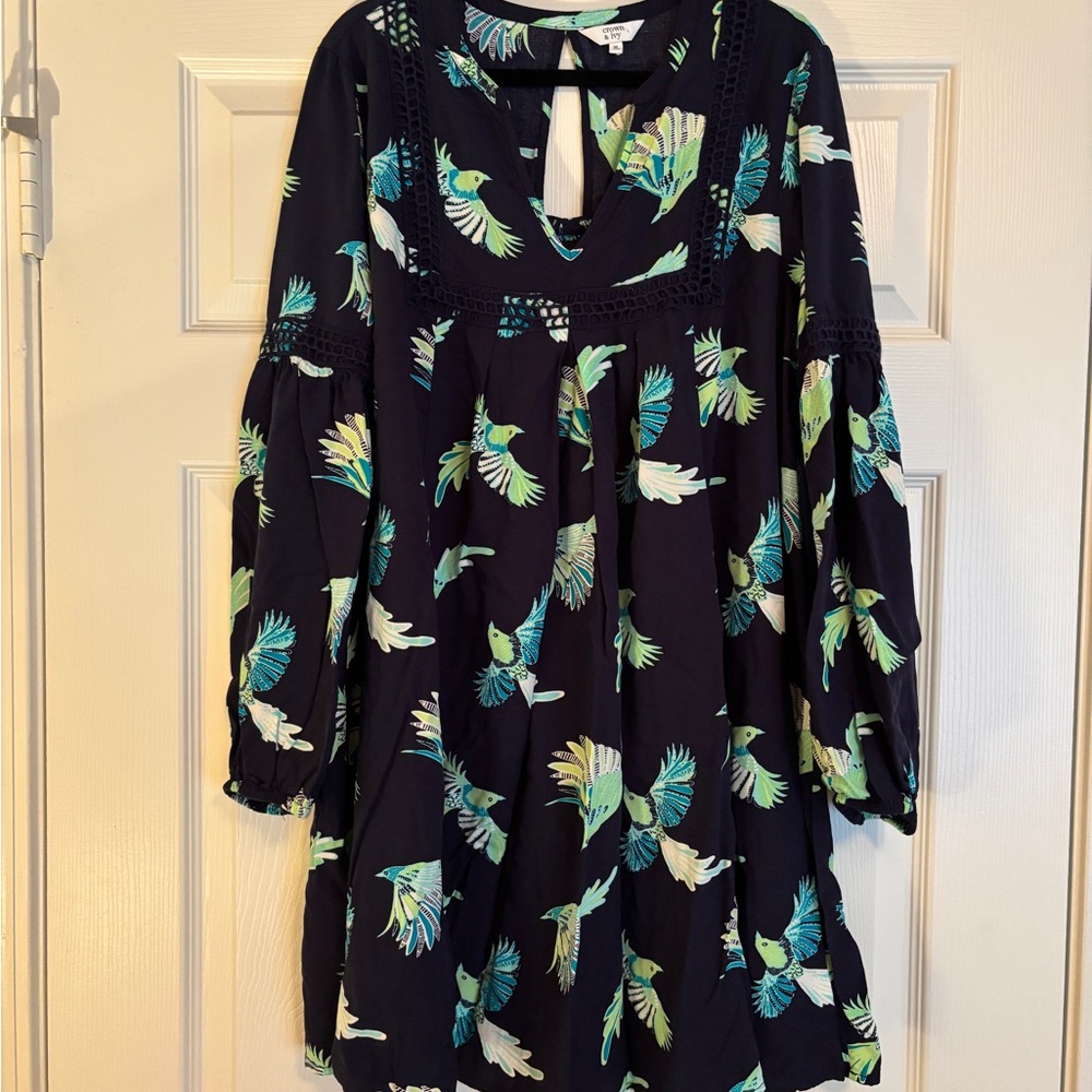 Crown & Ivy Green and Blue Long Sleeve Sundress - Picture 2 of 6